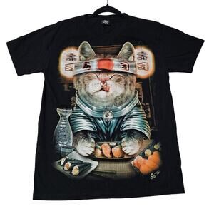 Cat Sushi Chef w Metal nose ring. SzM. Studded accent. Rare Unique find. Cat mom